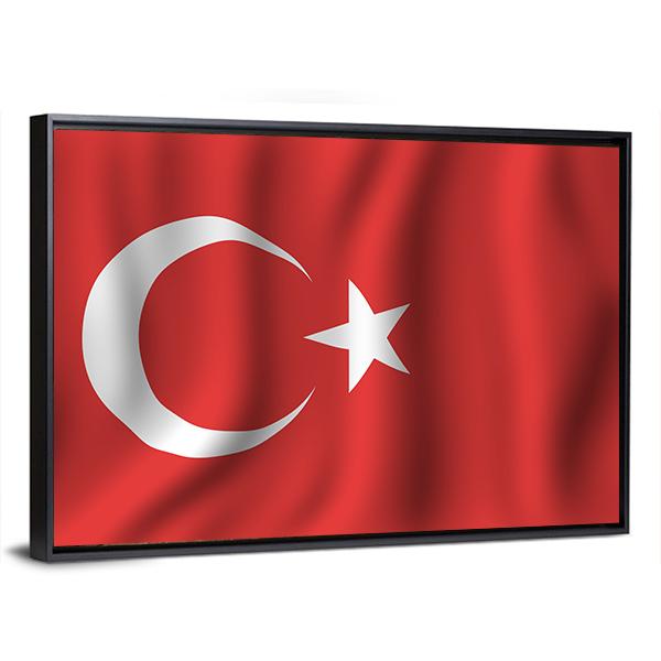 Waving Turkish Flag Canvas Wall Art-5 Horizontal-Gallery Wrap-22" x 12"-Tiaracle
