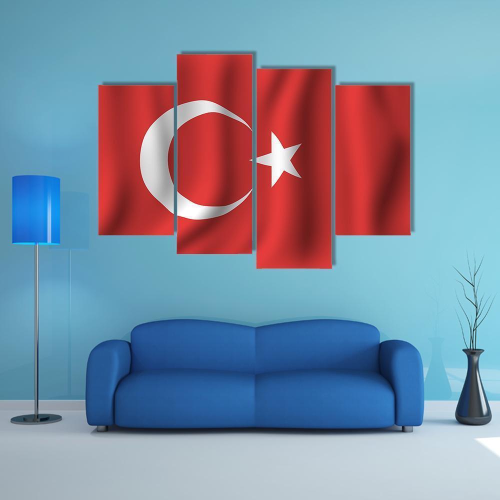 Waving Turkish Flag Canvas Wall Art-4 Pop-Gallery Wrap-50" x 32"-Tiaracle