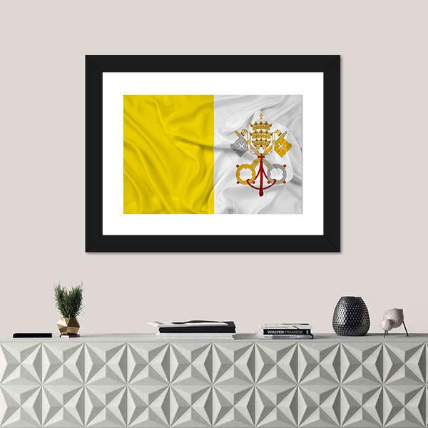 Waving Vatican City Flag Canvas Wall Art-1 Piece-Framed Print-20" x 16"-Tiaracle