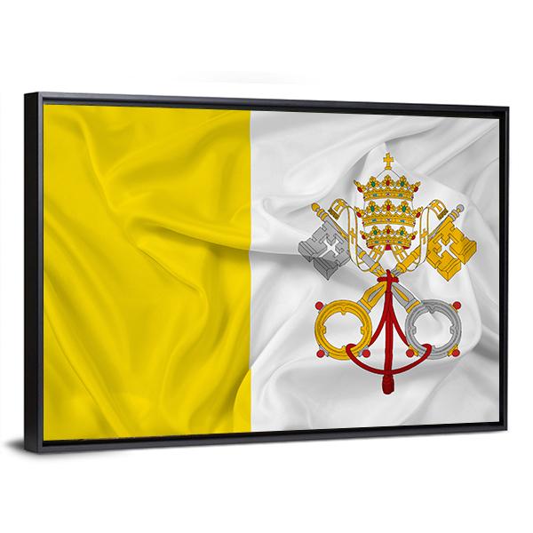 Waving Vatican City Flag Canvas Wall Art-3 Horizontal-Gallery Wrap-25" x 16"-Tiaracle