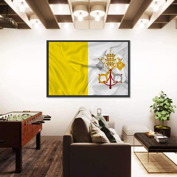 Waving Vatican City Flag Canvas Wall Art-5 Horizontal-Gallery Wrap-22" x 12"-Tiaracle