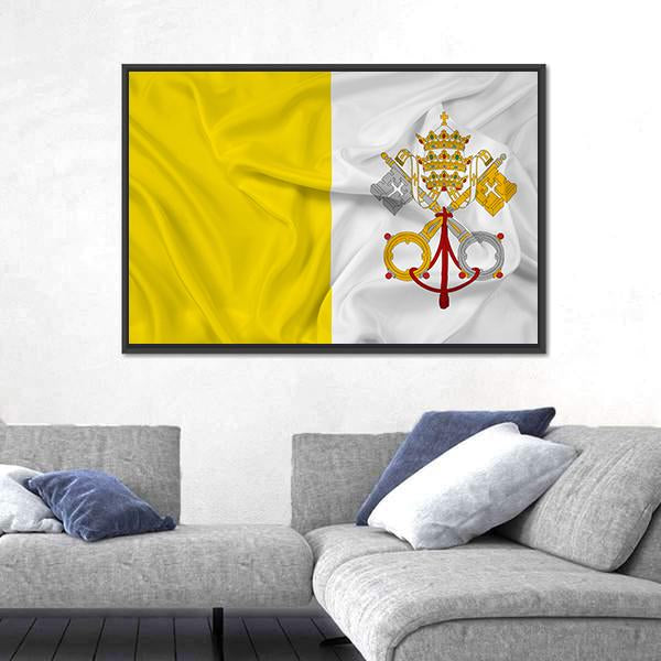Waving Vatican City Flag Canvas Wall Art-5 Horizontal-Gallery Wrap-22" x 12"-Tiaracle