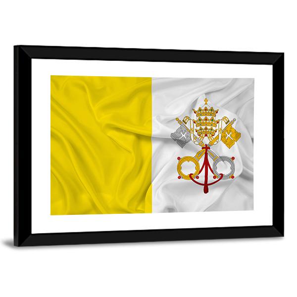 Waving Vatican City Flag Canvas Wall Art-3 Horizontal-Gallery Wrap-25" x 16"-Tiaracle