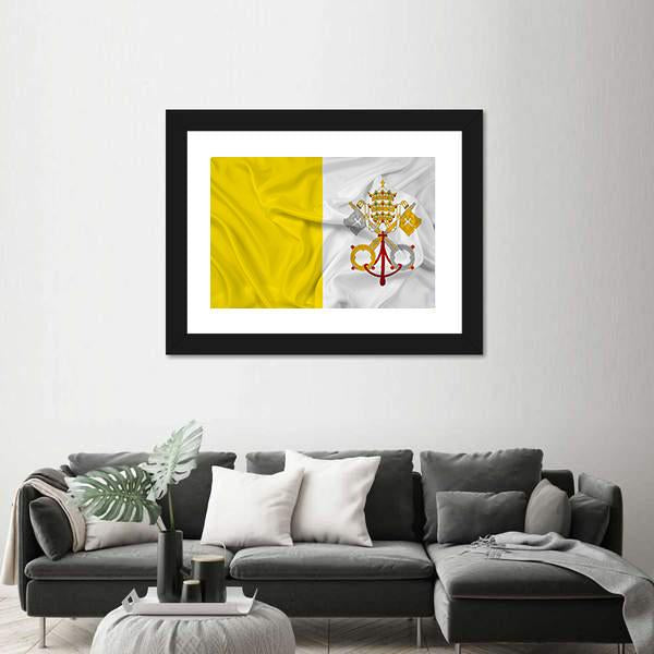Waving Vatican City Flag Canvas Wall Art-5 Horizontal-Gallery Wrap-22" x 12"-Tiaracle