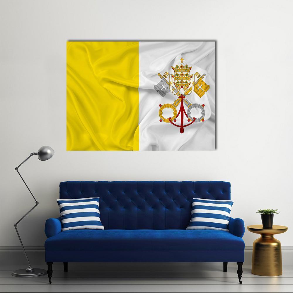 Waving Vatican City Flag Canvas Wall Art-1 Piece-Gallery Wrap-48" x 32"-Tiaracle