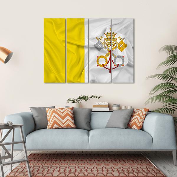 Waving Vatican City Flag Canvas Wall Art-4 Horizontal-Gallery Wrap-34" x 24"-Tiaracle