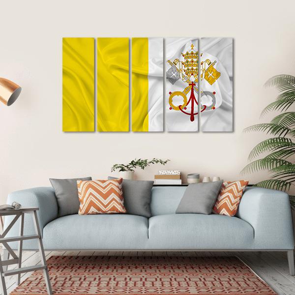 Waving Vatican City Flag Canvas Wall Art-5 Horizontal-Gallery Wrap-22" x 12"-Tiaracle