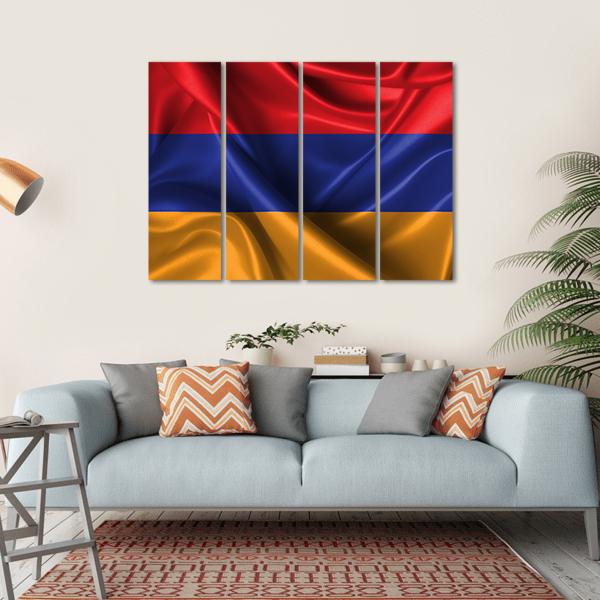 Wavy Flag Of Armenia Canvas Wall Art-4 Horizontal-Gallery Wrap-34" x 24"-Tiaracle