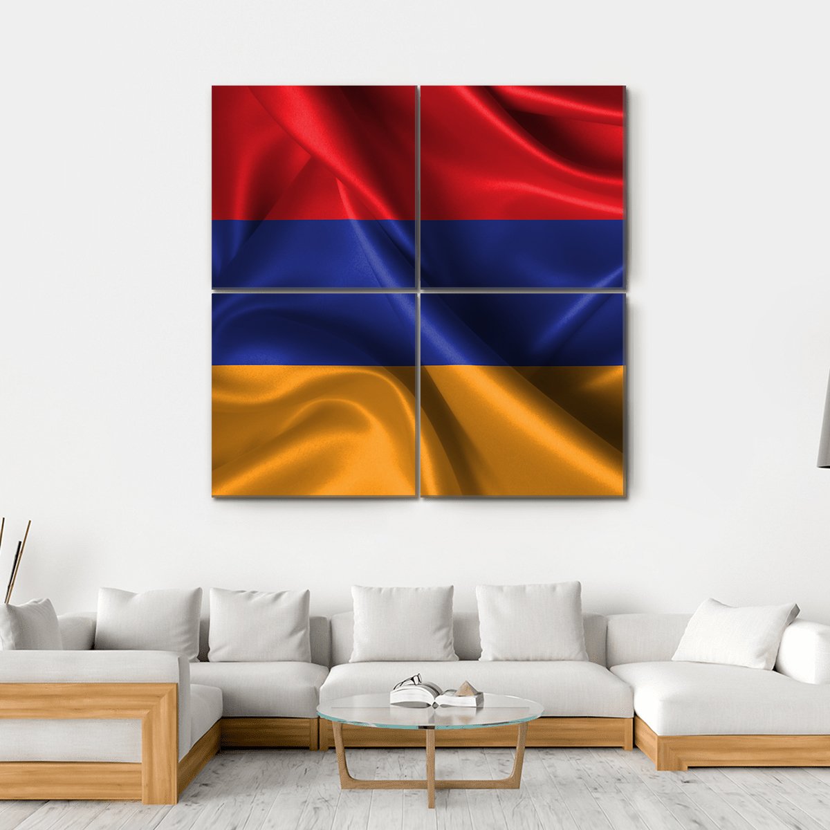 Wavy Flag Of Armenia Canvas Wall Art-4 Square-Gallery Wrap-17" x 17"-Tiaracle