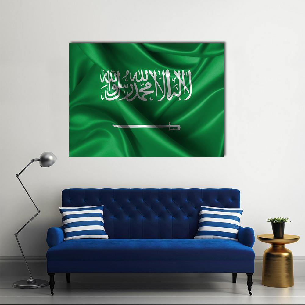 Wavy Flag Of Saudi Arabia Canvas Wall Art-1 Piece-Gallery Wrap-36" x 24"-Tiaracle