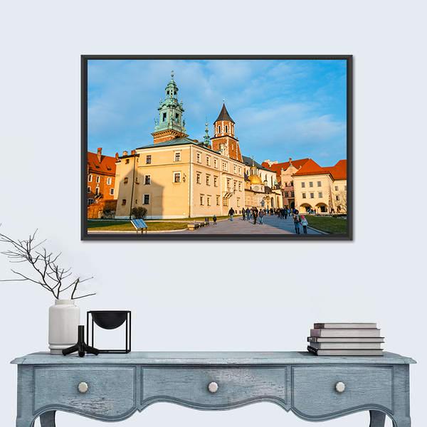 Wawel Castle In Krakow Canvas Wall Art-1 Piece-Floating Frame-24" x 16"-Tiaracle