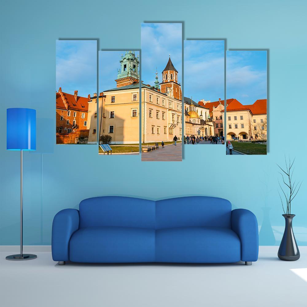 Wawel Castle In Krakow Canvas Wall Art-5 Pop-Gallery Wrap-47" x 32"-Tiaracle