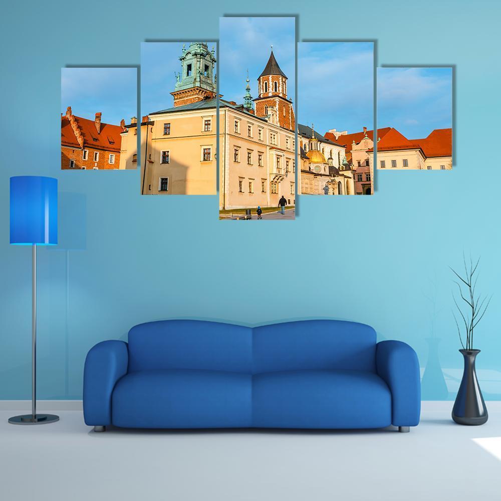 Wawel Castle In Krakow Canvas Wall Art-5 Star-Gallery Wrap-62" x 32"-Tiaracle