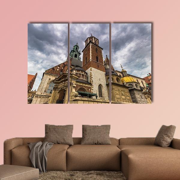 Wawel Cathedral In Old Town Of Krakow Canvas Wall Art-3 Horizontal-Gallery Wrap-25" x 16"-Tiaracle