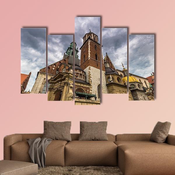 Wawel Cathedral In Old Town Of Krakow Canvas Wall Art-5 Pop-Gallery Wrap-47" x 32"-Tiaracle