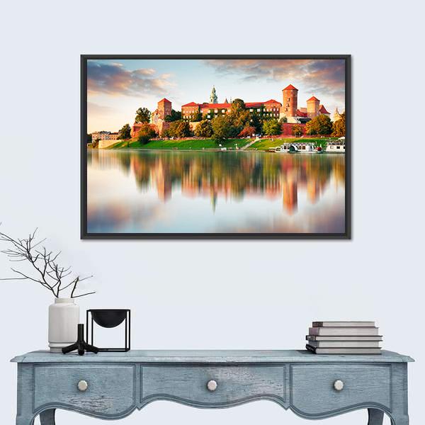 Wawel Hill With Castle Canvas Wall Art-1 Piece-Floating Frame-24" x 16"-Tiaracle
