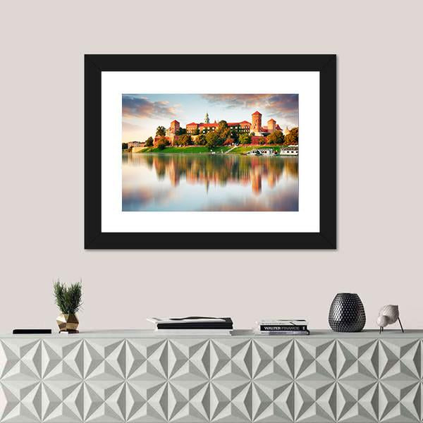 Wawel Hill With Castle Canvas Wall Art-1 Piece-Framed Print-20" x 16"-Tiaracle
