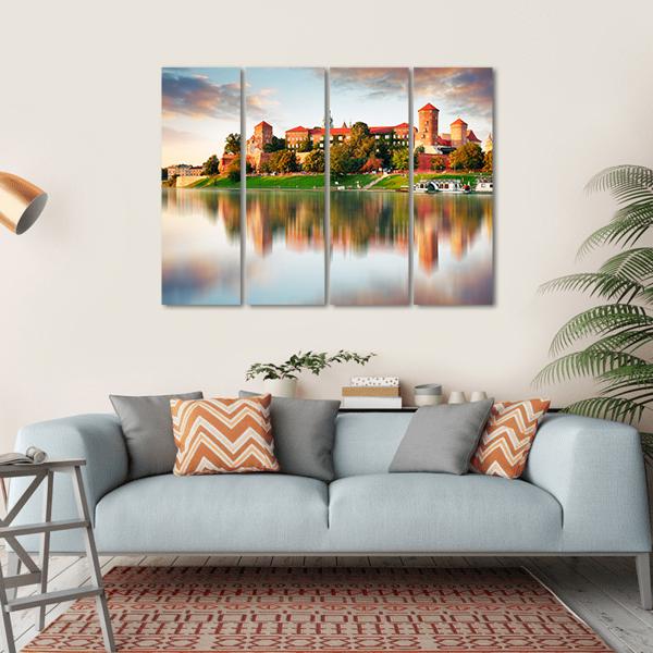 Wawel Hill With Castle Canvas Wall Art-4 Horizontal-Gallery Wrap-34" x 24"-Tiaracle