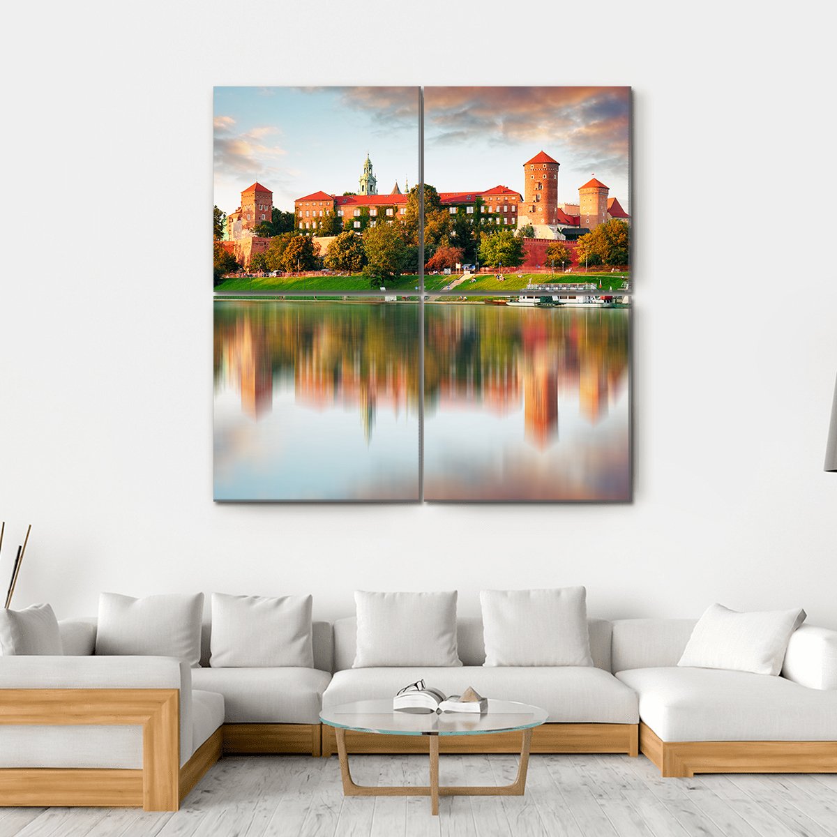 Wawel Hill With Castle Canvas Wall Art-4 Square-Gallery Wrap-17" x 17"-Tiaracle