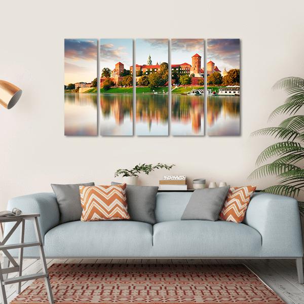 Wawel Hill With Castle Canvas Wall Art-5 Horizontal-Gallery Wrap-22" x 12"-Tiaracle