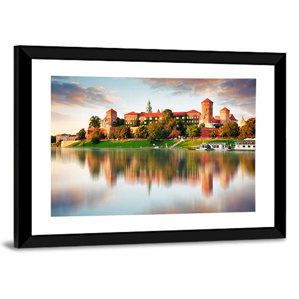 Wawel Hill With Castle Canvas Wall Art-3 Horizontal-Gallery Wrap-25" x 16"-Tiaracle