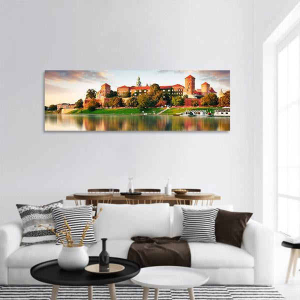 Wawel Hill With Castle In Krakow Panoramic Canvas Wall Art-1 Piece-36" x 12"-Tiaracle