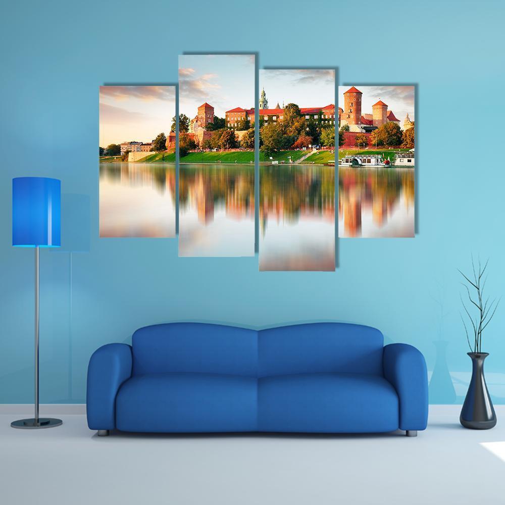 Wawel Hill With Castle Canvas Wall Art-4 Pop-Gallery Wrap-50" x 32"-Tiaracle