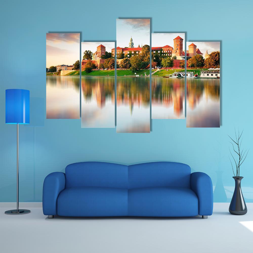 Wawel Hill With Castle Canvas Wall Art-5 Pop-Gallery Wrap-47" x 32"-Tiaracle