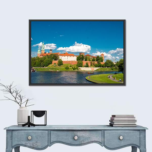 Wawel In Krakow Poland Canvas Wall Art-1 Piece-Floating Frame-24" x 16"-Tiaracle