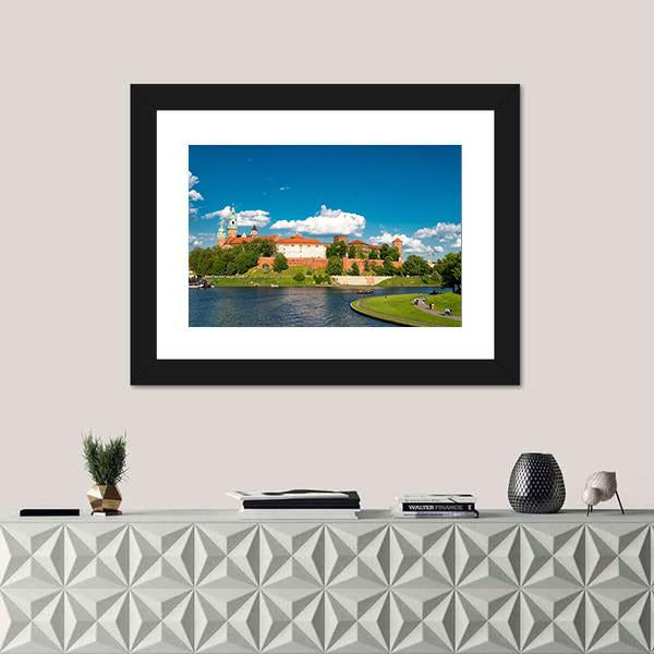 Wawel In Krakow Poland Canvas Wall Art-1 Piece-Framed Print-20" x 16"-Tiaracle