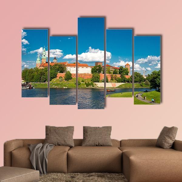 Wawel In Krakow Poland Canvas Wall Art-5 Pop-Gallery Wrap-47" x 32"-Tiaracle