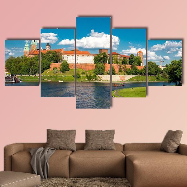 Wawel In Krakow Poland Canvas Wall Art-5 Star-Gallery Wrap-62" x 32"-Tiaracle