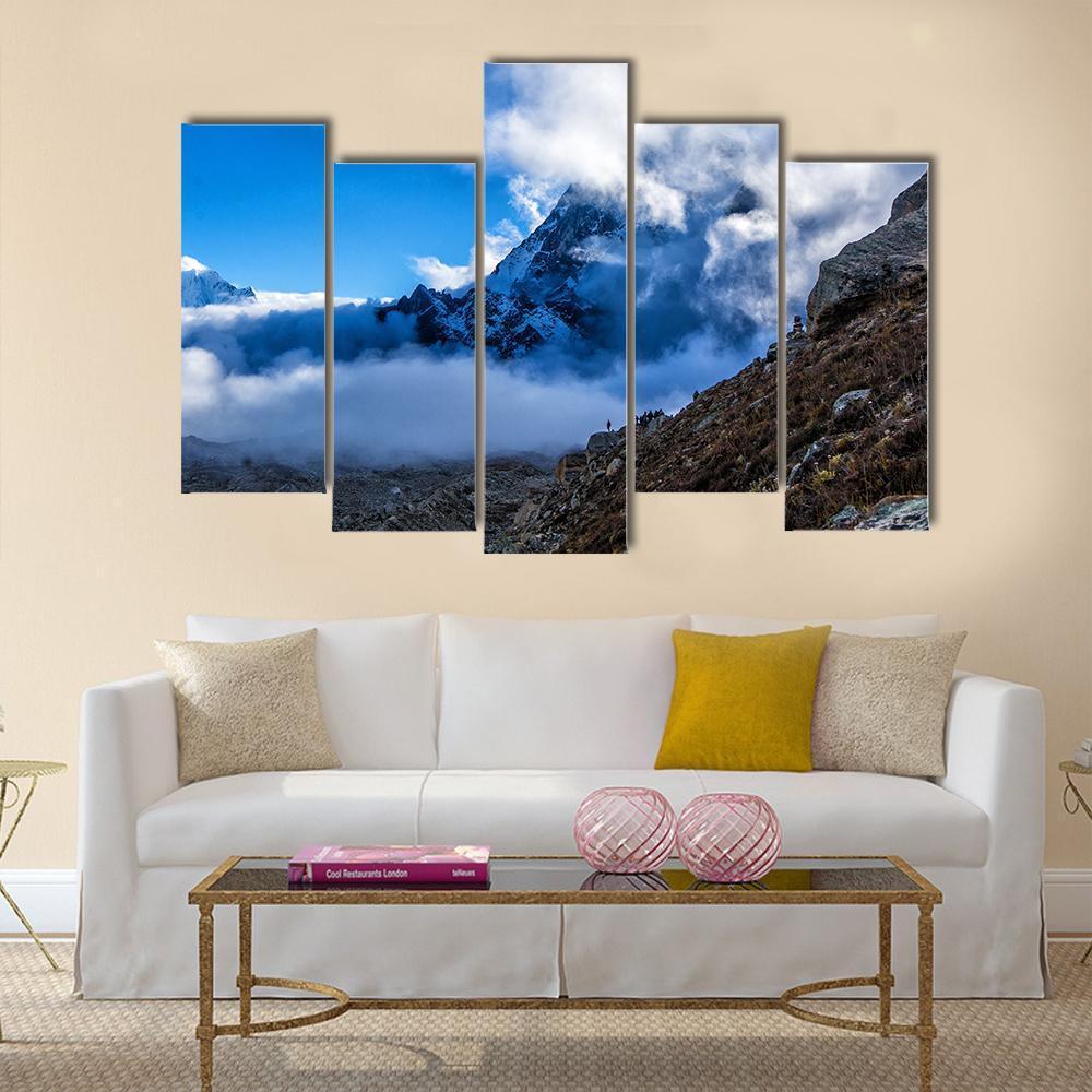 Way To Everest Base Camp Canvas Wall Art-5 Pop-Gallery Wrap-47" x 32"-Tiaracle