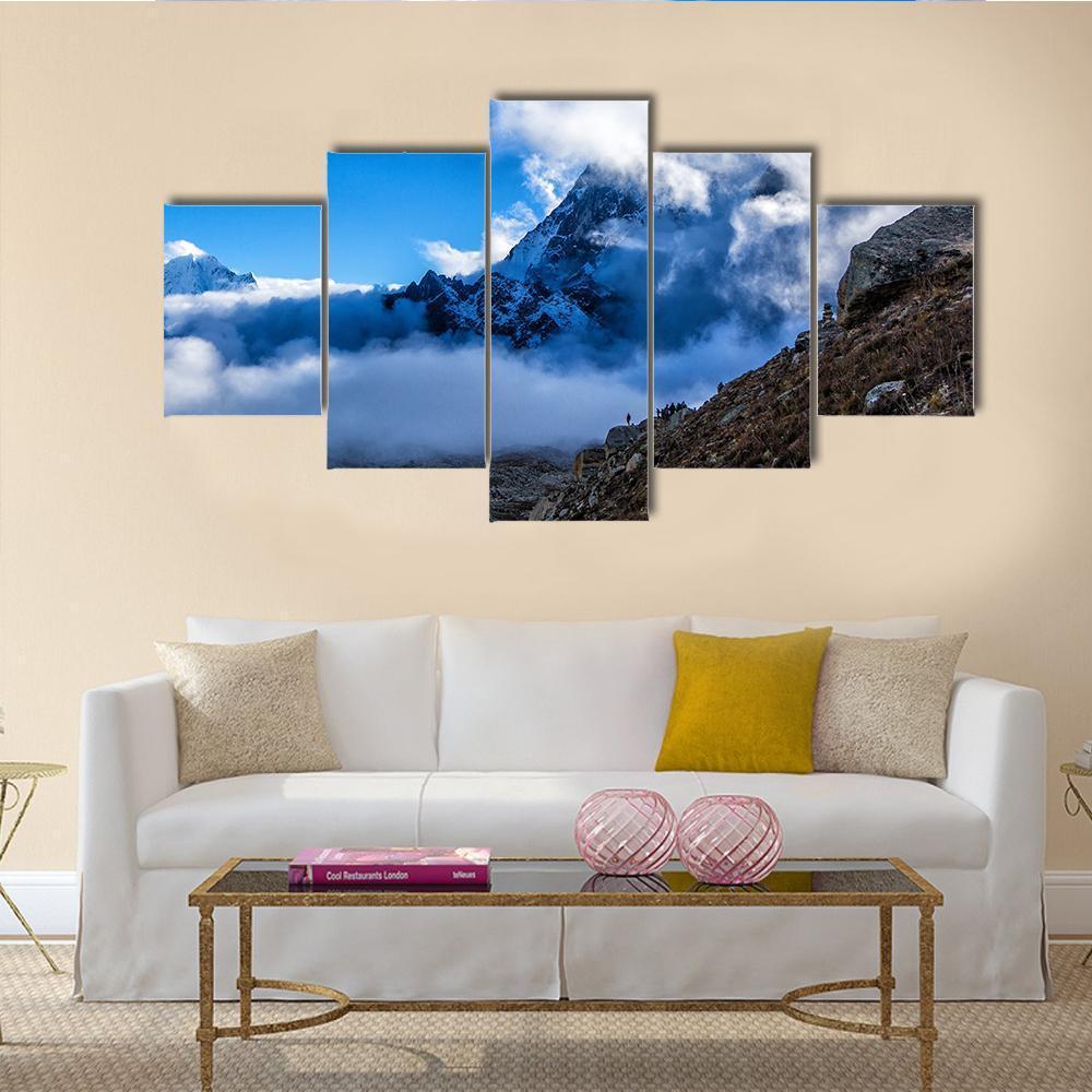 Way To Everest Base Camp Canvas Wall Art-5 Star-Gallery Wrap-62" x 32"-Tiaracle