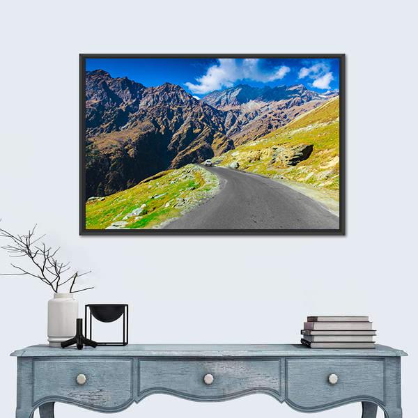 Way To Himalaya From The Road Canvas Wall Art-1 Piece-Floating Frame-24" x 16"-Tiaracle