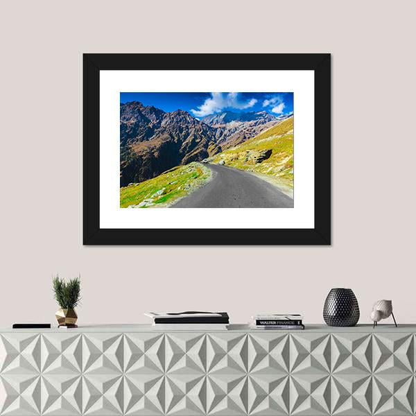 Way To Himalaya From The Road Canvas Wall Art-1 Piece-Framed Print-20" x 16"-Tiaracle