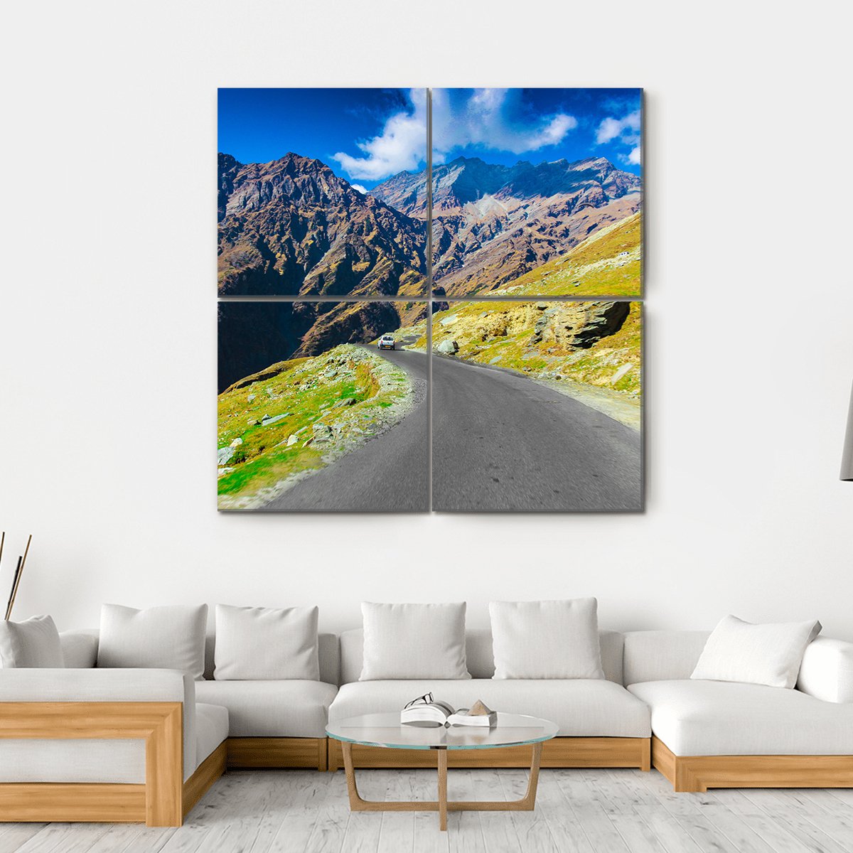 Way To Himalaya From The Road Canvas Wall Art-4 Square-Gallery Wrap-17" x 17"-Tiaracle
