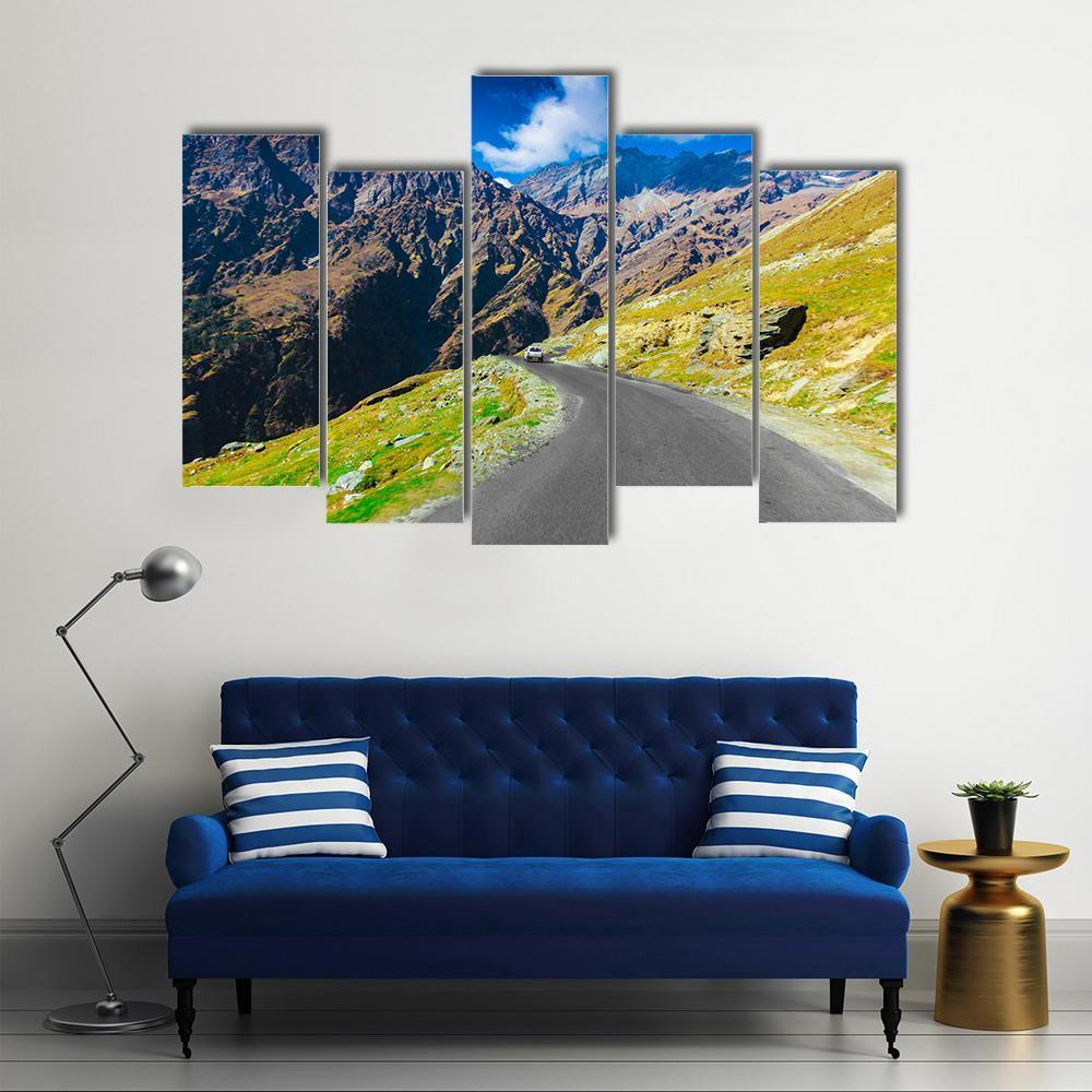 Way To Himalaya From The Road Canvas Wall Art-5 Pop-Gallery Wrap-47" x 32"-Tiaracle