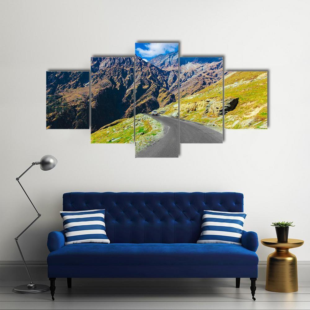 Way To Himalaya From The Road Canvas Wall Art-5 Star-Gallery Wrap-62" x 32"-Tiaracle