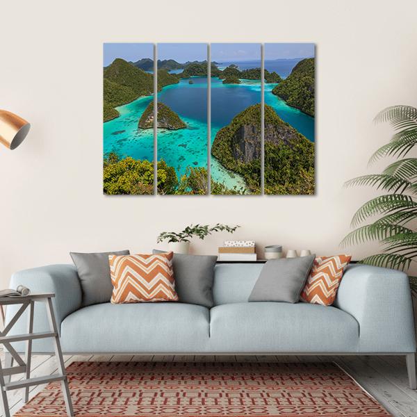 Wayag View PointRaja Ampat Indonesia Canvas Wall Art-4 Horizontal-Gallery Wrap-34" x 24"-Tiaracle