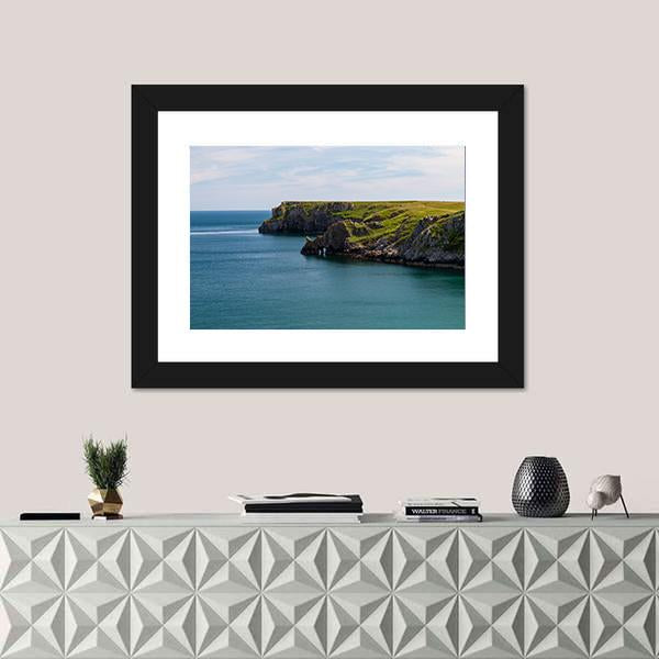 Welsh Coastline Around Stackpole and Barafundle Bay Canvas Wall Art-1 Piece-Framed Print-20" x 16"-Tiaracle