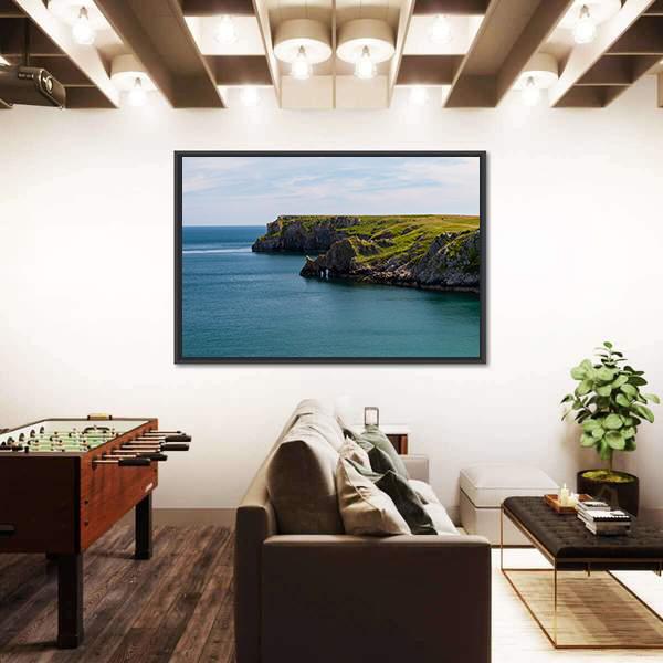 Welsh Coastline Around Stackpole and Barafundle Bay Canvas Wall Art-3 Horizontal-Gallery Wrap-25" x 16"-Tiaracle