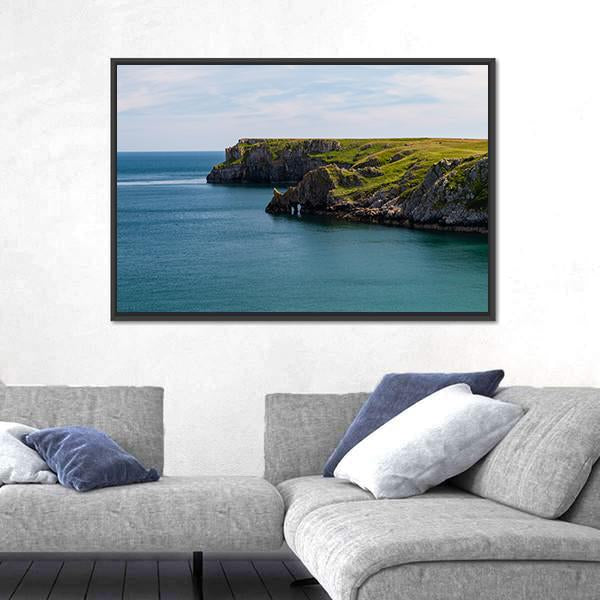 Welsh Coastline Around Stackpole and Barafundle Bay Canvas Wall Art-3 Horizontal-Gallery Wrap-25" x 16"-Tiaracle