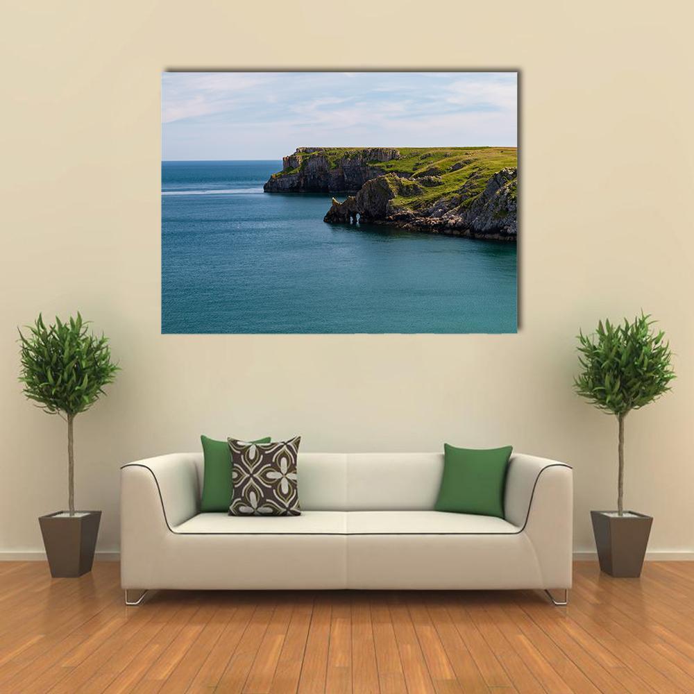 Welsh Coastline Around Stackpole and Barafundle Bay Canvas Wall Art-1 Piece-Gallery Wrap-48" x 32"-Tiaracle