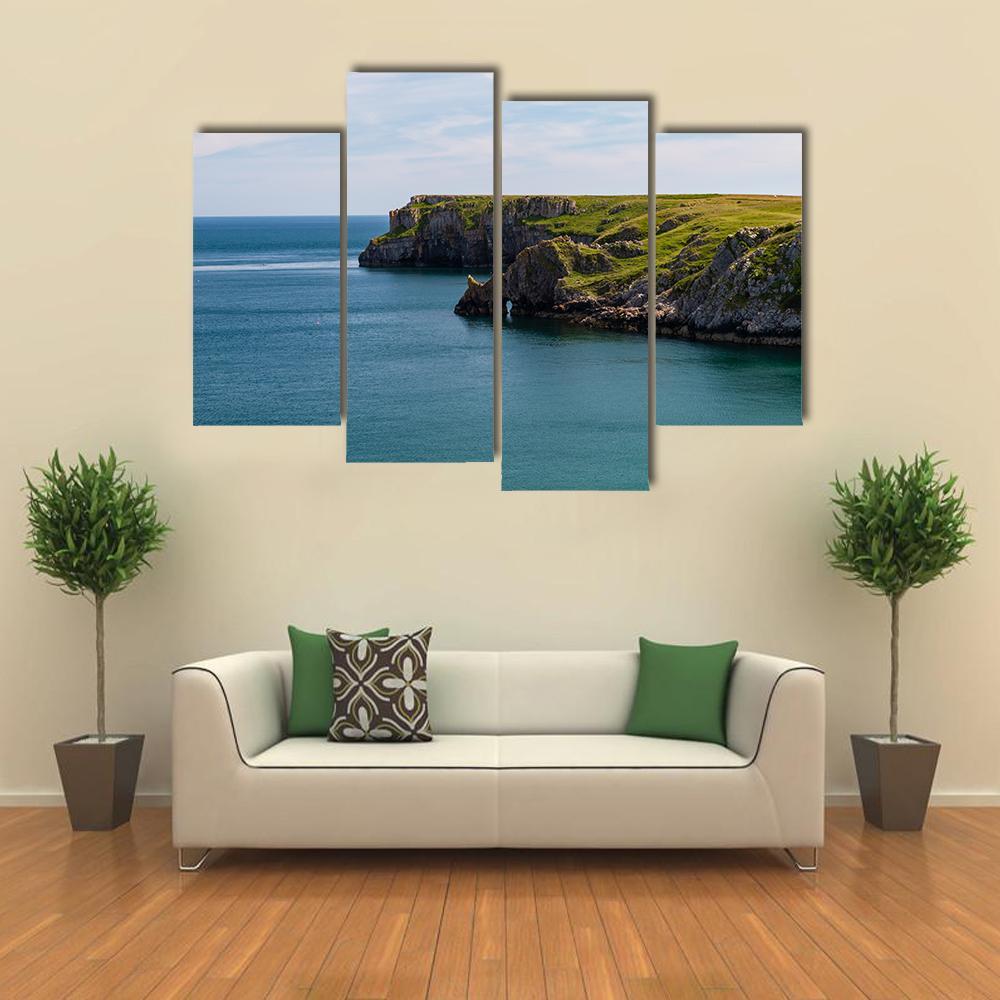 Welsh Coastline Around Stackpole and Barafundle Bay Canvas Wall Art-4 Pop-Gallery Wrap-50" x 32"-Tiaracle