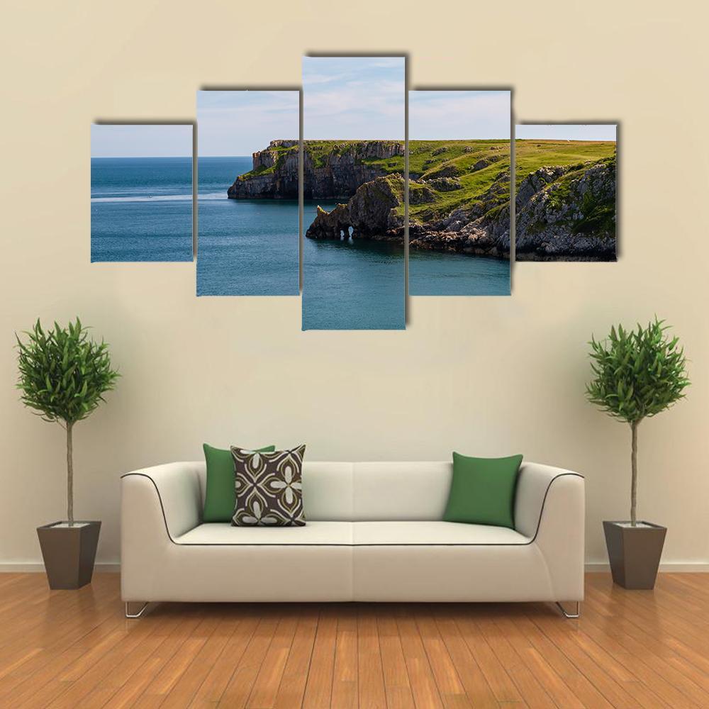 Welsh Coastline Around Stackpole and Barafundle Bay Canvas Wall Art-5 Star-Gallery Wrap-62" x 32"-Tiaracle