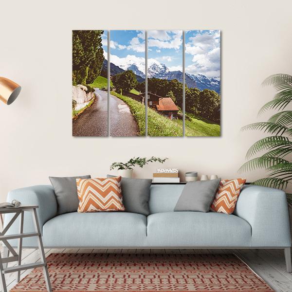 Wengen Resort In Swiss Alp Canvas Wall Art-4 Horizontal-Gallery Wrap-34" x 24"-Tiaracle