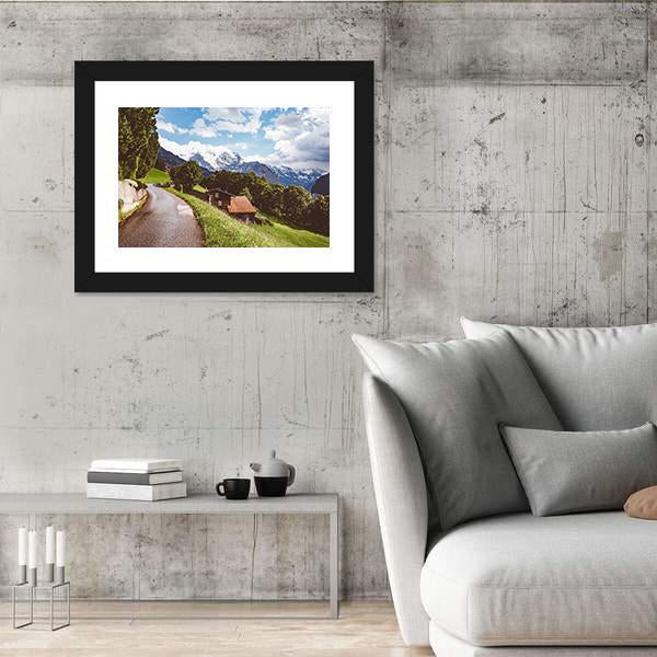 Wengen Resort In Swiss Alp Canvas Wall Art-5 Horizontal-Gallery Wrap-22" x 12"-Tiaracle