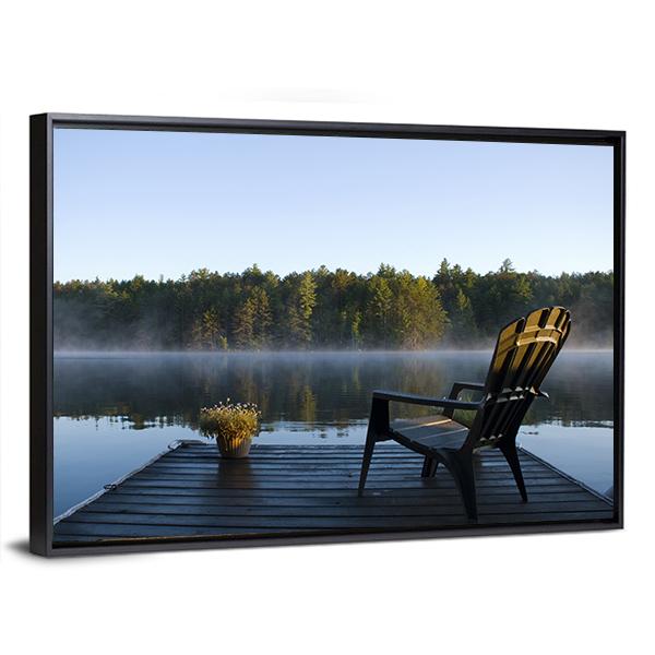 Weslemkoon Lake View From The Dock Canvas Wall Art-3 Horizontal-Gallery Wrap-25" x 16"-Tiaracle