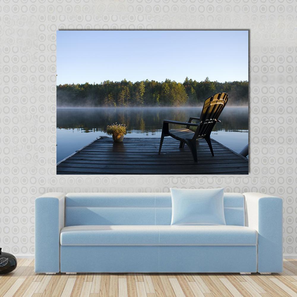 Weslemkoon Lake View From The Dock Canvas Wall Art-4 Horizontal-Gallery Wrap-34" x 24"-Tiaracle